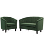 Prospect Channel Tufted Performance Velvet Loveseat and Armchair Set, Velvet, Green, 19362