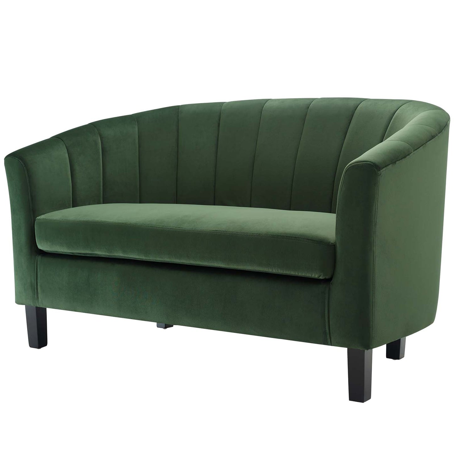 Prospect Channel Tufted Performance Velvet Loveseat and Armchair Set, Velvet, Green, 19362