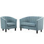 Prospect Channel Tufted Performance Velvet Loveseat and Armchair Set, Velvet, Light Blue, 19364