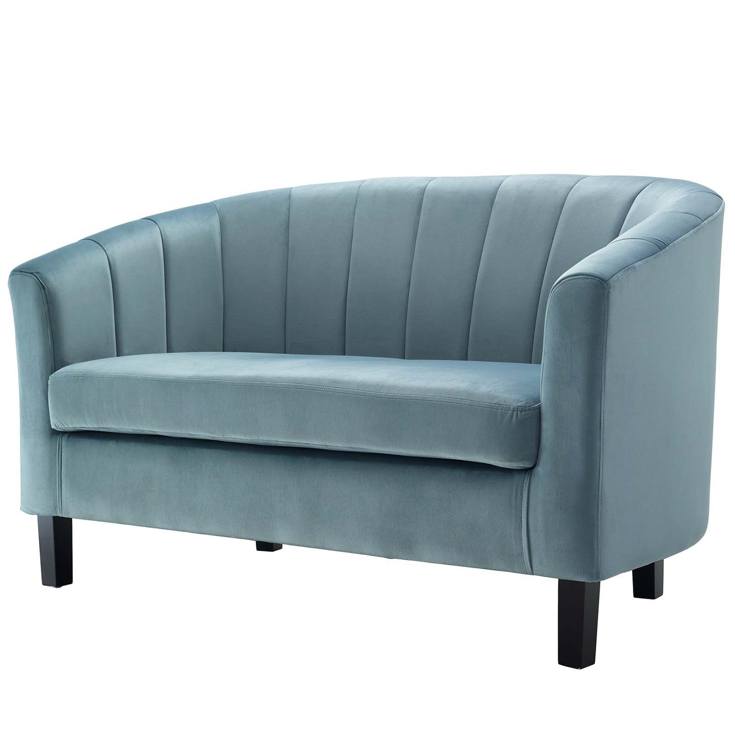 Prospect Channel Tufted Performance Velvet Loveseat and Armchair Set, Velvet, Light Blue, 19364