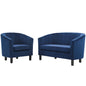 Prospect Channel Tufted Performance Velvet Loveseat and Armchair Set, Velvet, Blue Navy, 19365