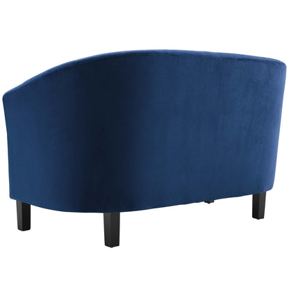 Prospect Channel Tufted Performance Velvet Loveseat and Armchair Set, Velvet, Blue Navy, 19365