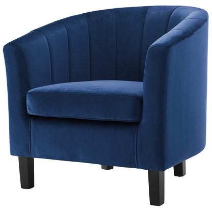 Prospect Channel Tufted Performance Velvet Loveseat and Armchair Set, Velvet, Blue Navy, 19365