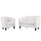 Prospect Channel Tufted Performance Velvet Loveseat and Armchair Set, Velvet, White, 19367