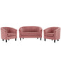 Prospect Channel Tufted 3 Piece Performance Velvet Set, Velvet, Pink, 19368