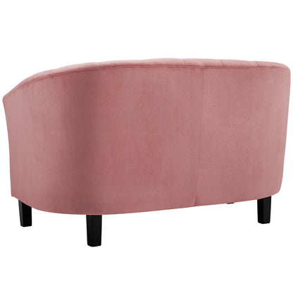 Prospect Channel Tufted 3 Piece Performance Velvet Set, Velvet, Pink, 19368