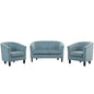 Prospect Channel Tufted 3 Piece Performance Velvet Set, Velvet, Light Blue, 19371