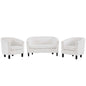 Prospect Channel Tufted 3 Piece Performance Velvet Set, Velvet, White, 19374