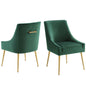 Discern Upholstered Performance Velvet Dining Chair Set of 2, Velvet, Metal Steel, Green, 19375