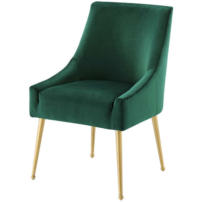 Discern Upholstered Performance Velvet Dining Chair Set of 2, Velvet, Metal Steel, Green, 19375