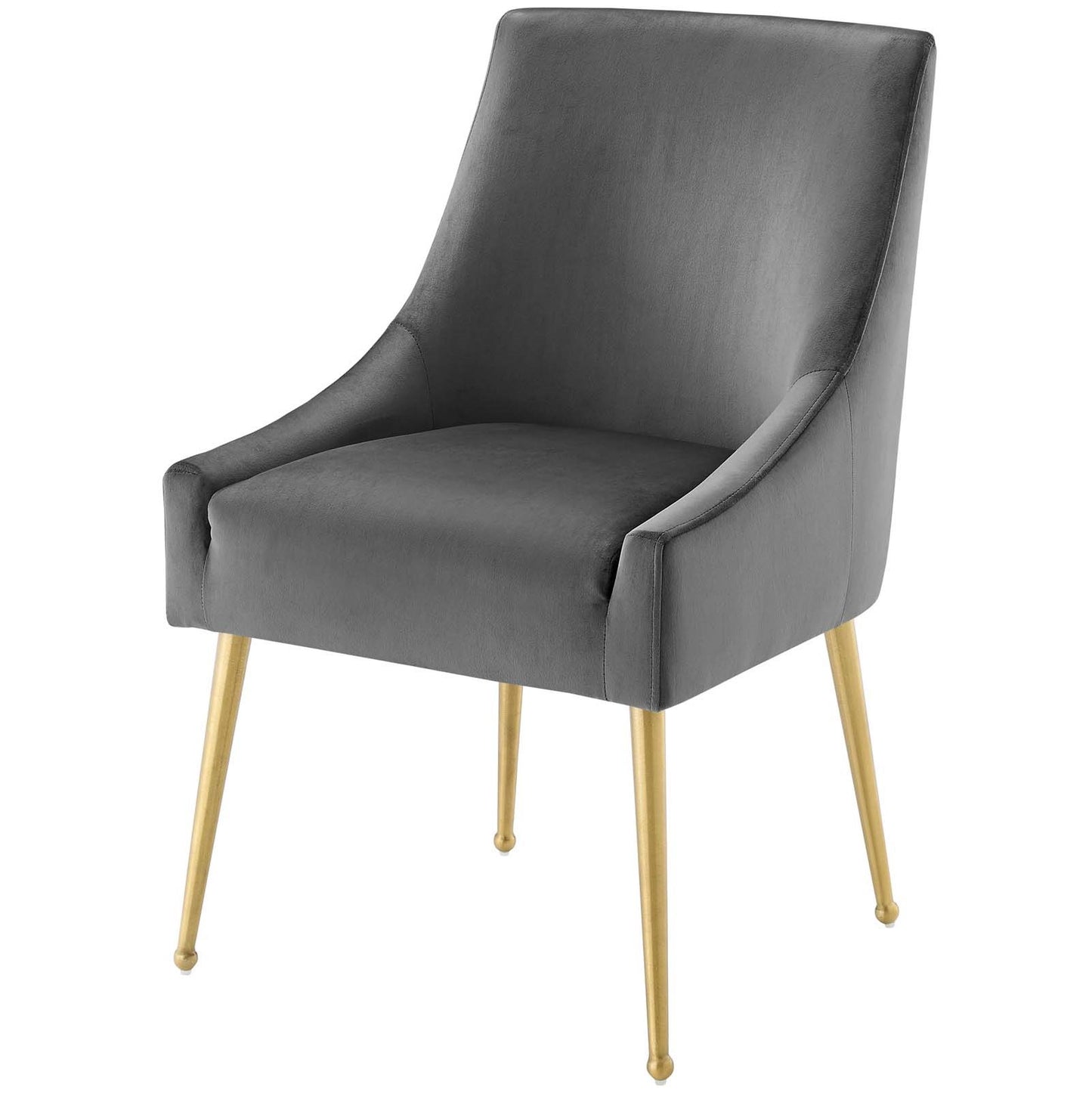 Discern Upholstered Performance Velvet Dining Chair Set of 2, Velvet, Metal Steel, Grey Gray, 19376