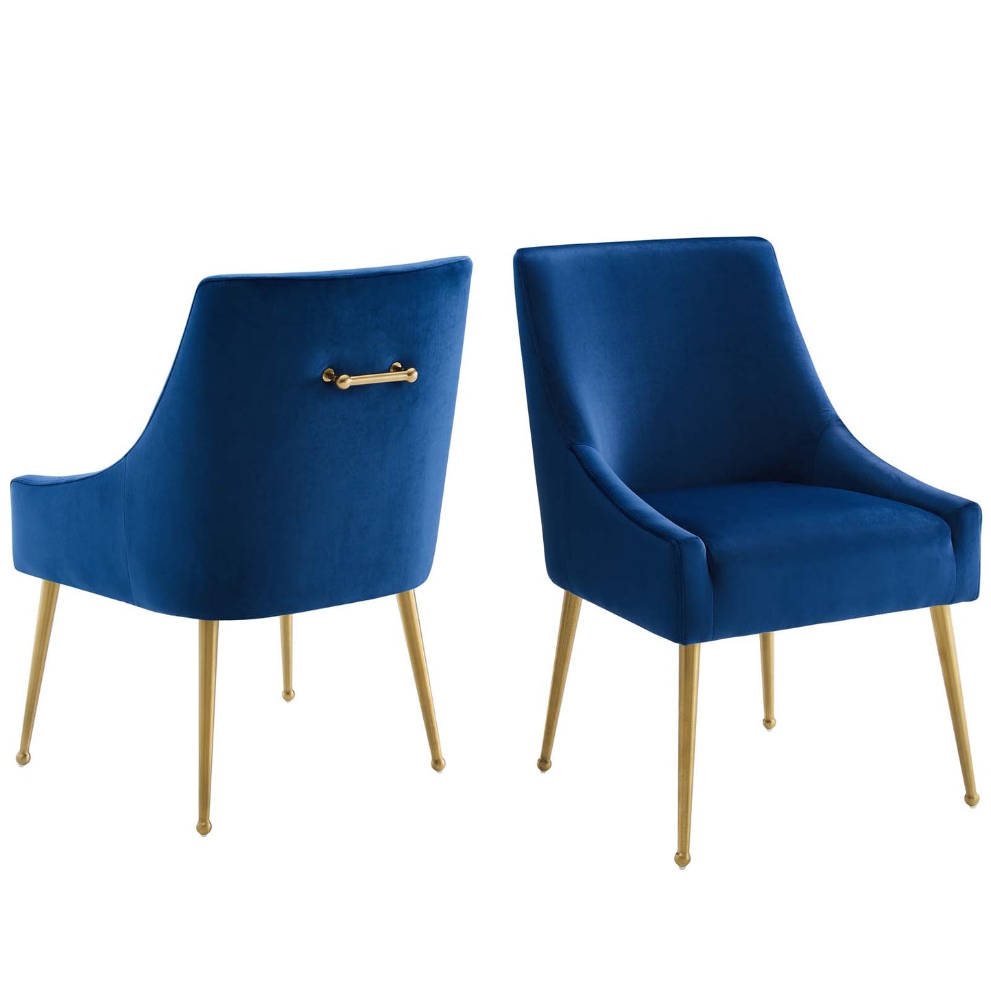 Discern Upholstered Performance Velvet Dining Chair Set of 2, Velvet, Metal Steel, Blue Navy, 19378