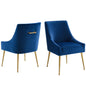 Discern Upholstered Performance Velvet Dining Chair Set of 2, Velvet, Metal Steel, Blue Navy, 19378
