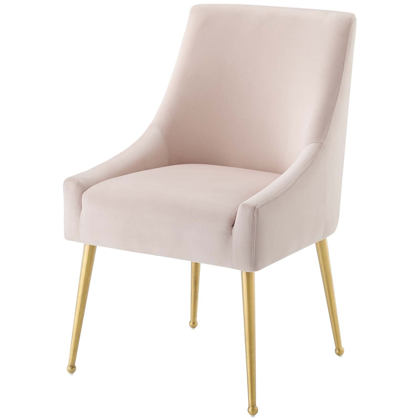 Discern Upholstered Performance Velvet Dining Chair Set of 2, Velvet, Metal Steel, Pink, 19379