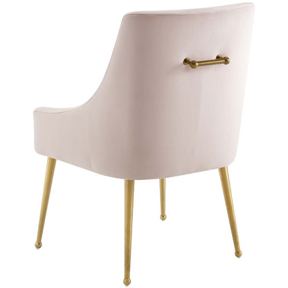 Discern Upholstered Performance Velvet Dining Chair Set of 2, Velvet, Metal Steel, Pink, 19379