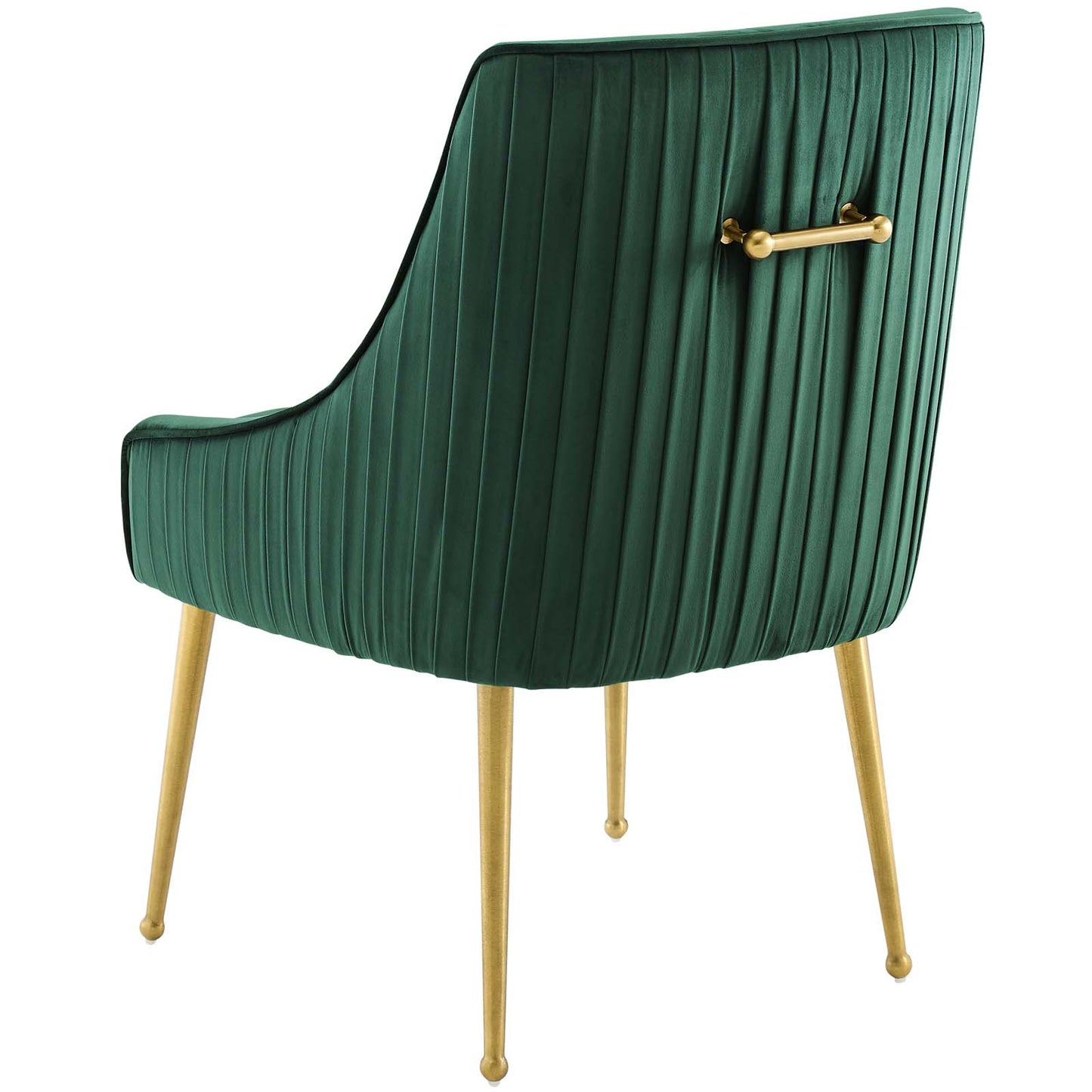 Discern Pleated Back Upholstered Performance Velvet Dining Chair Set of 2, Velvet, Metal Steel, Green, 19380
