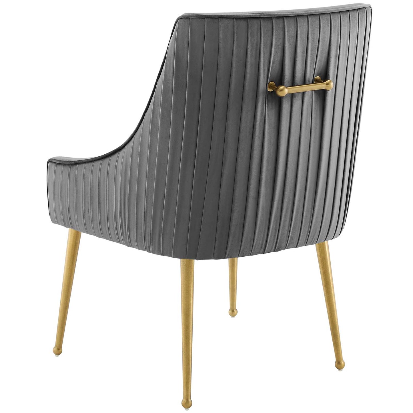 Discern Pleated Back Upholstered Performance Velvet Dining Chair Set of 2, Velvet, Metal Steel, Grey Gray, 19381