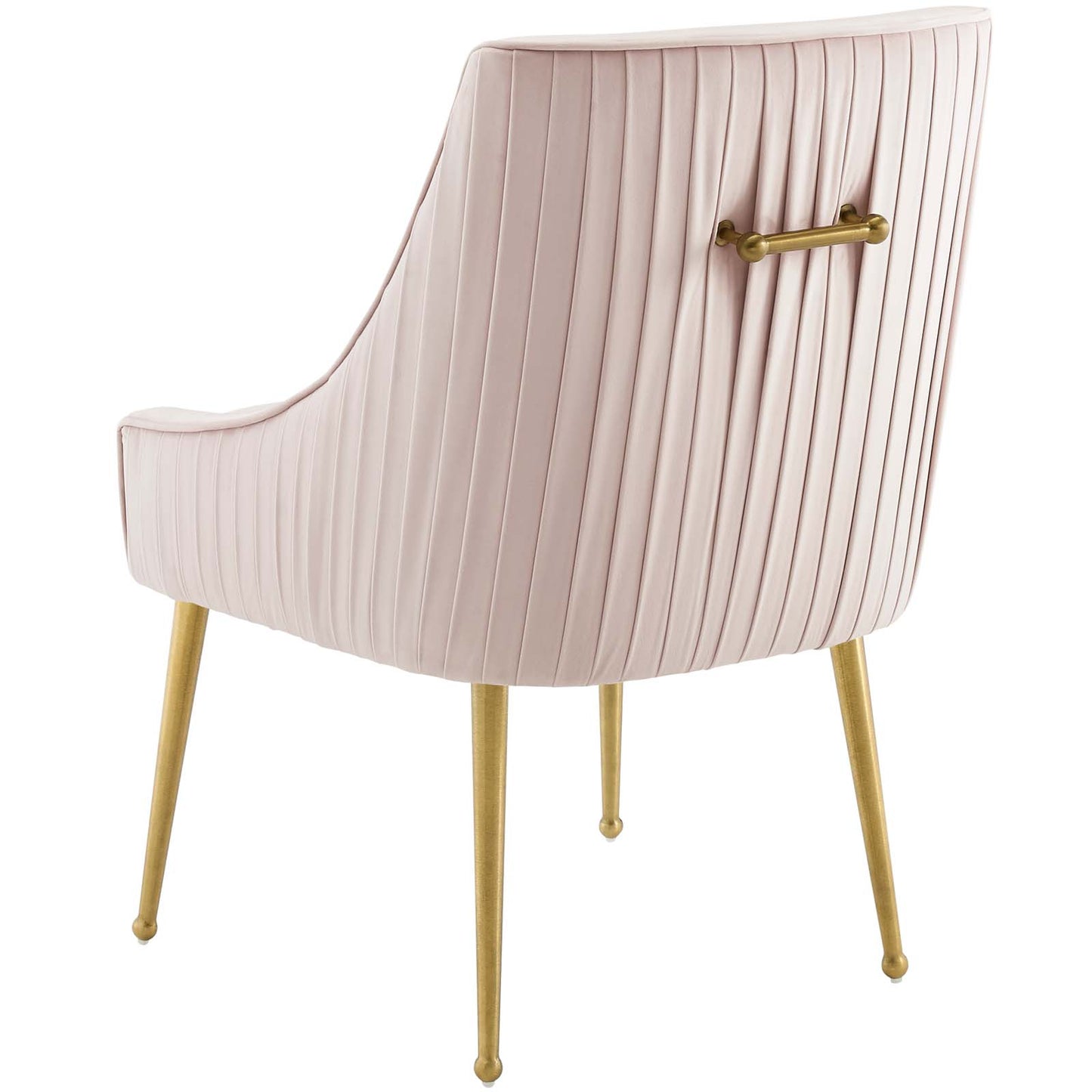 Discern Pleated Back Upholstered Performance Velvet Dining Chair Set of 2, Velvet, Metal Steel, Pink, 19384