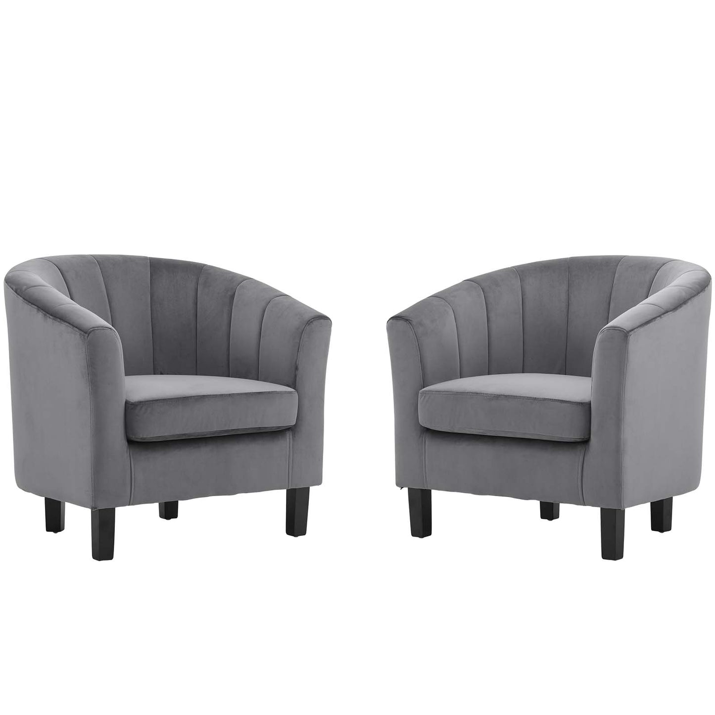 Prospect Channel Tufted Performance Velvet Armchair Set of 2, Velvet, Grey Gray, 19387