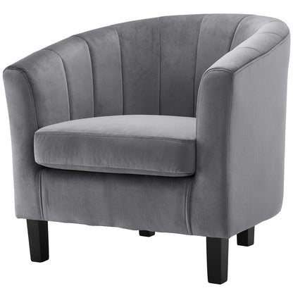 Prospect Channel Tufted Performance Velvet Armchair Set of 2, Velvet, Grey Gray, 19387