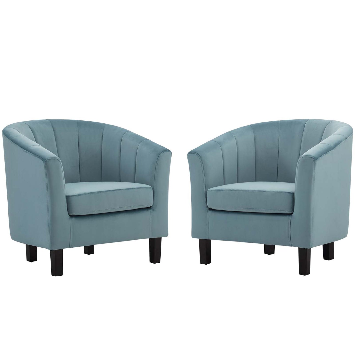 Prospect Channel Tufted Performance Velvet Armchair Set of 2, Velvet, Light Blue, 19388