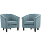 Prospect Channel Tufted Performance Velvet Armchair Set of 2, Velvet, Light Blue, 19388