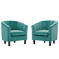 Prospect Channel Tufted Performance Velvet Armchair Set of 2, Velvet, Teal Blue, 19390
