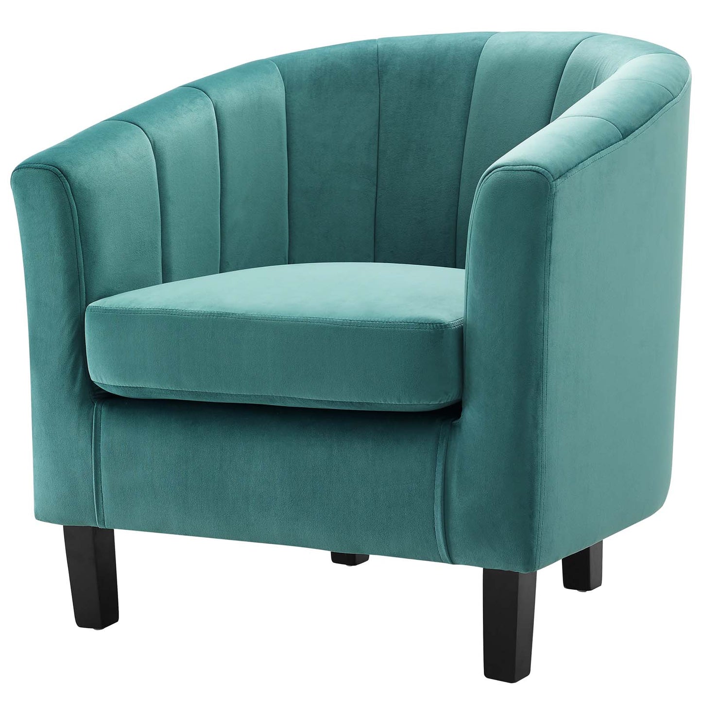 Prospect Channel Tufted Performance Velvet Armchair Set of 2, Velvet, Teal Blue, 19390