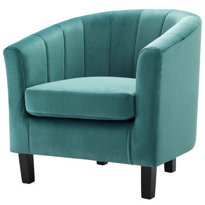 Prospect Channel Tufted Performance Velvet Armchair Set of 2, Velvet, Teal Blue, 19390