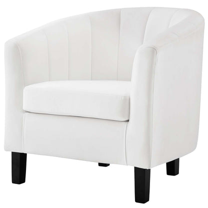 Prospect Channel Tufted Performance Velvet Armchair Set of 2, Velvet, White, 19391