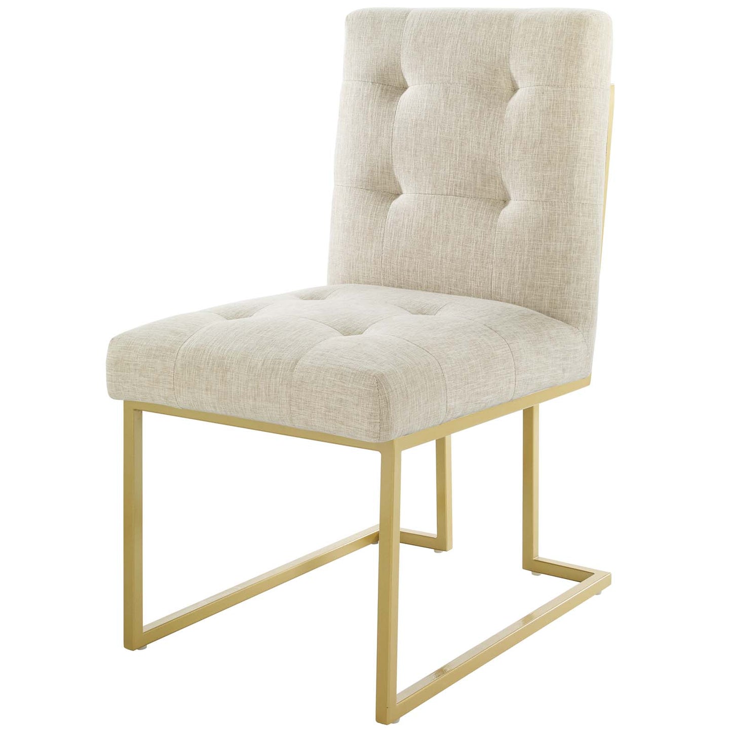 Privy Gold Stainless Steel Upholstered Fabric Dining Accent Chair Set of 2, Fabric, Metal Steel, Gold Beige, 19393