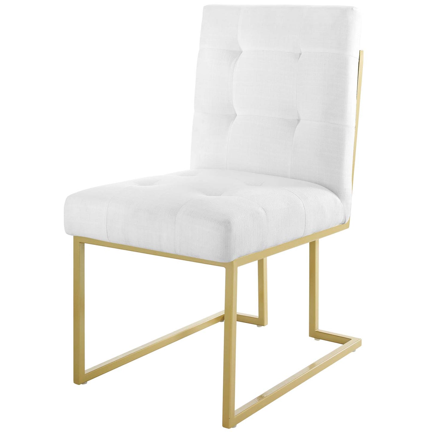 Privy Gold Stainless Steel Upholstered Fabric Dining Accent Chair Set of 2, Fabric, Metal Steel, Gold White, 19394