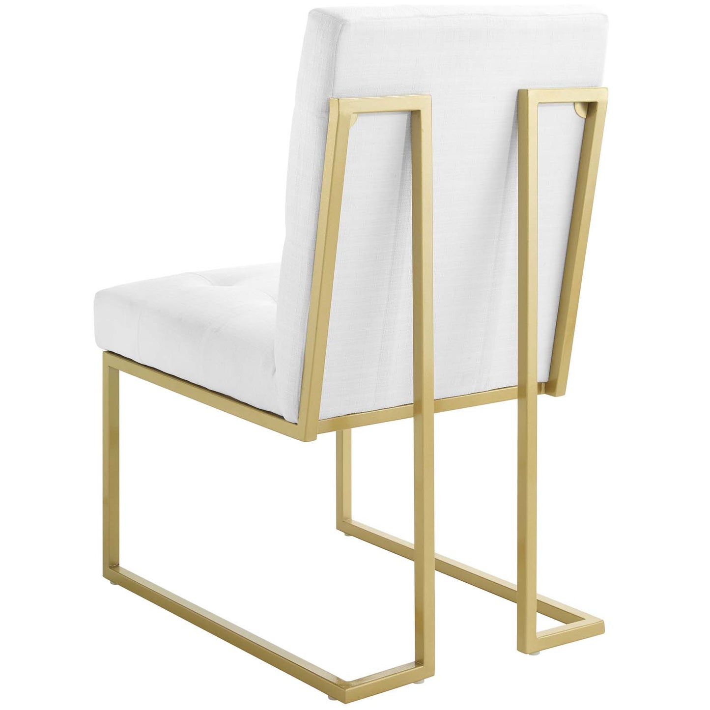 Privy Gold Stainless Steel Upholstered Fabric Dining Accent Chair Set of 2, Fabric, Metal Steel, Gold White, 19394