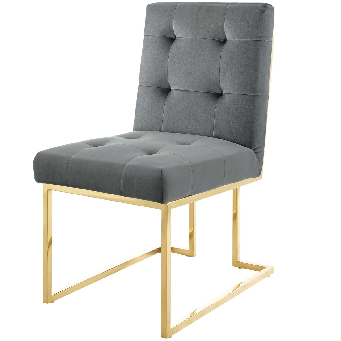 Privy Gold Stainless Steel Performance Velvet Dining Chair Set of 2, Velvet, Metal Steel, Gold Grey Gray, 19395