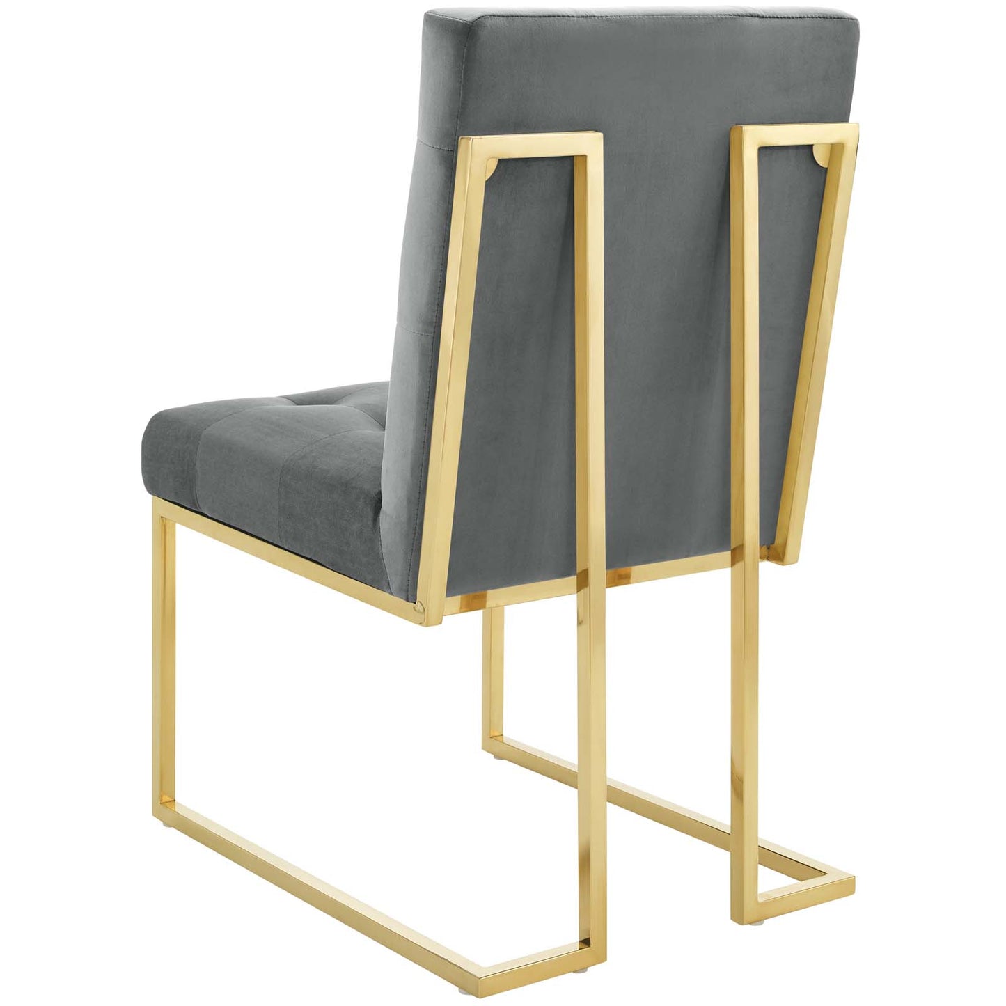 Privy Gold Stainless Steel Performance Velvet Dining Chair Set of 2, Velvet, Metal Steel, Gold Grey Gray, 19395