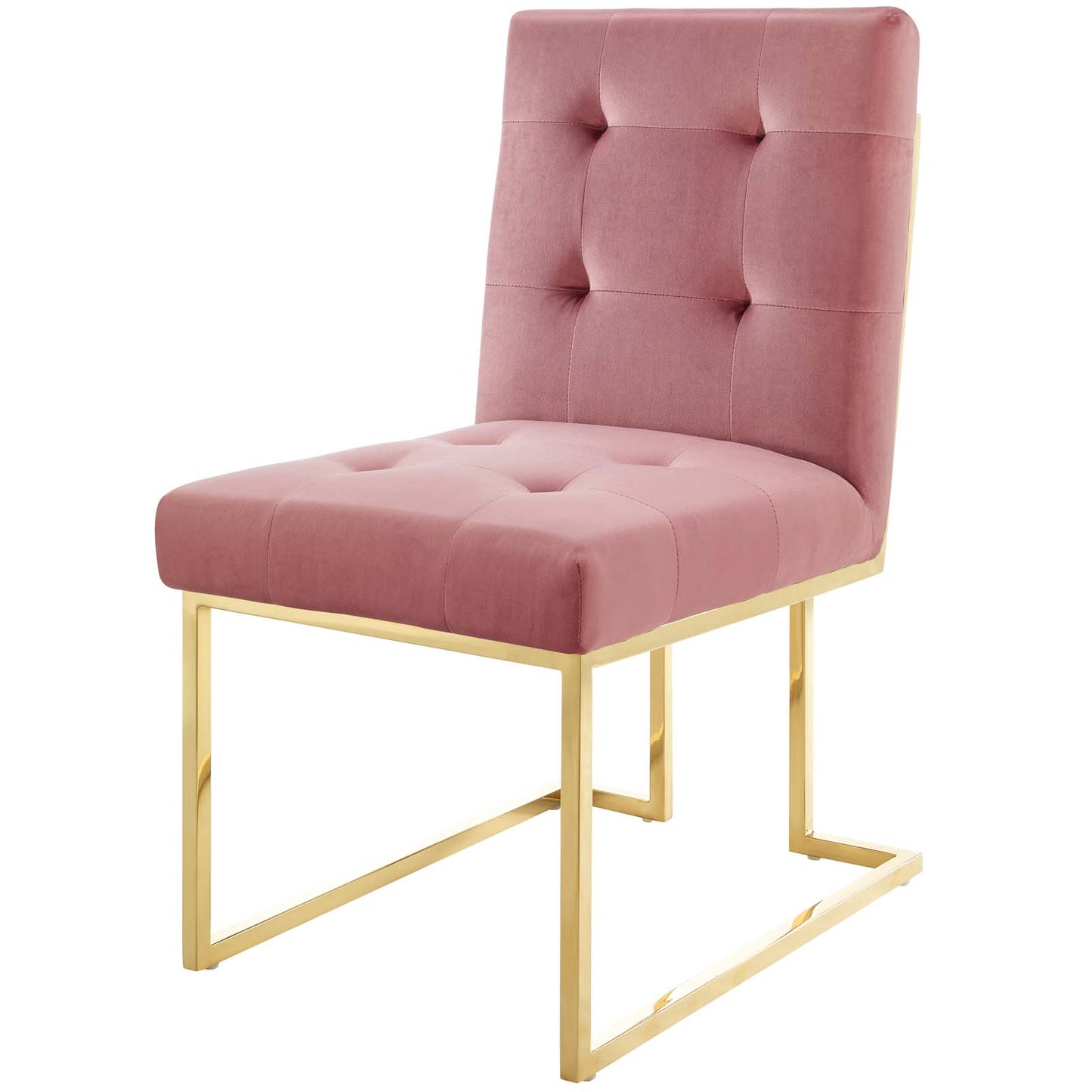 Privy Gold Stainless Steel Performance Velvet Dining Chair Set of 2, Velvet, Metal Steel, Gold Pink, 19396