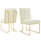 Privy Gold Stainless Steel Performance Velvet Dining Chair Set of 2, Velvet, Metal Steel, Gold Ivory White, 19398