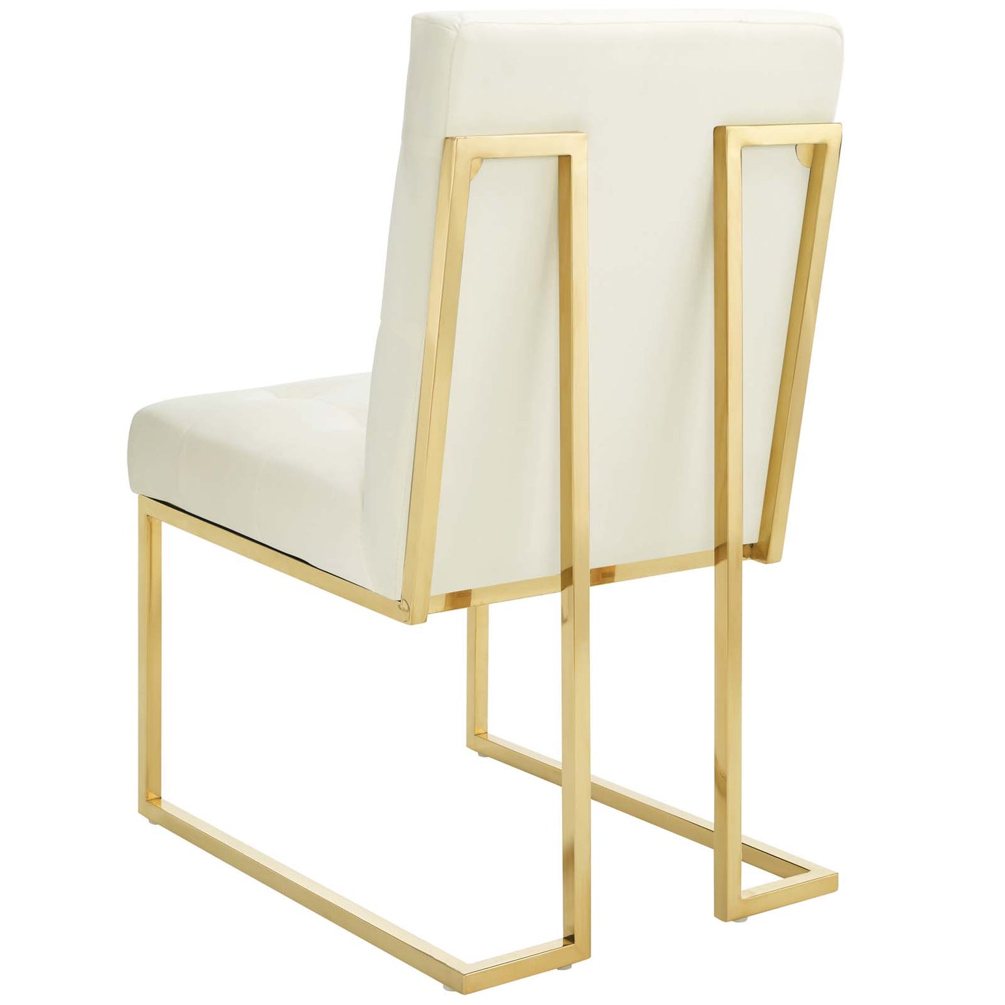 Privy Gold Stainless Steel Performance Velvet Dining Chair Set of 2, Velvet, Metal Steel, Gold Ivory White, 19398