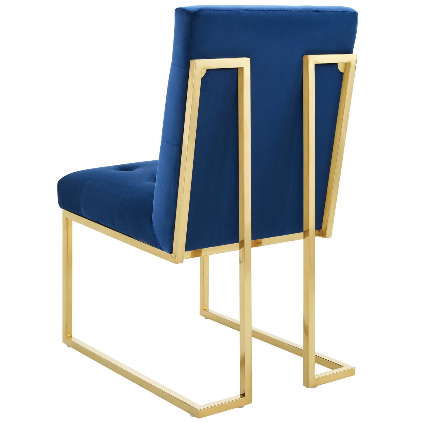 Privy Gold Stainless Steel Performance Velvet Dining Chair Set of 2, Velvet, Metal Steel, Gold Blue Navy, 19399