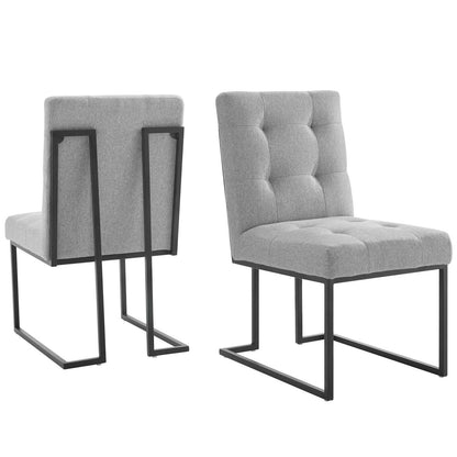 Privy Black Stainless Steel Upholstered Fabric Dining Chair Set of 2, Fabric, Metal Steel, Black Grey Gray, 19401