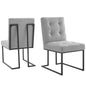 Privy Black Stainless Steel Upholstered Fabric Dining Chair Set of 2, Fabric, Metal Steel, Black Grey Gray, 19401