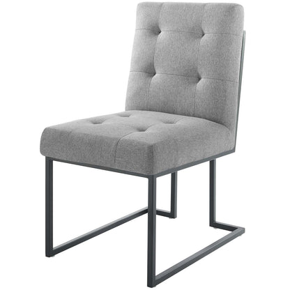 Privy Black Stainless Steel Upholstered Fabric Dining Chair Set of 2, Fabric, Metal Steel, Black Grey Gray, 19401