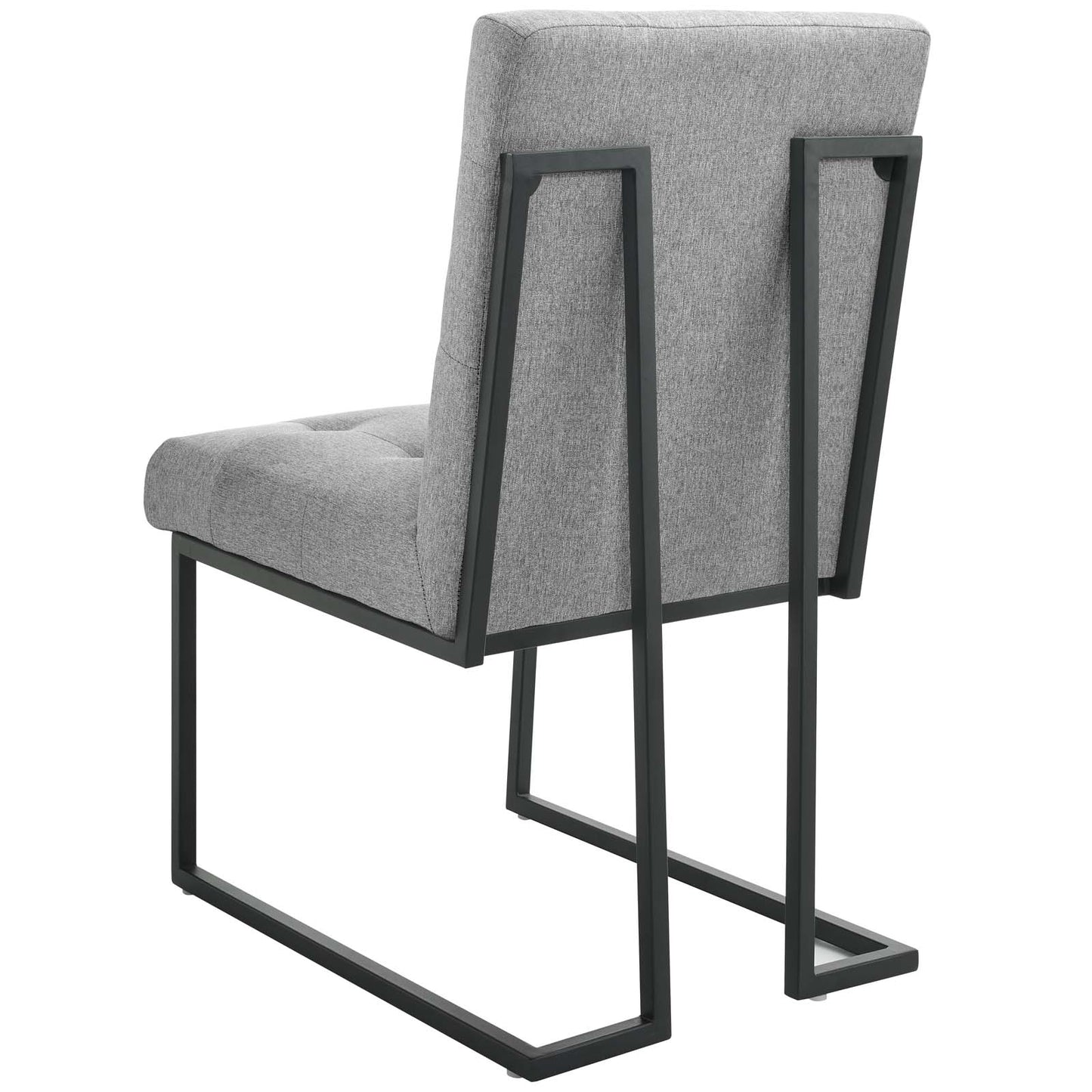 Privy Black Stainless Steel Upholstered Fabric Dining Chair Set of 2, Fabric, Metal Steel, Black Grey Gray, 19401