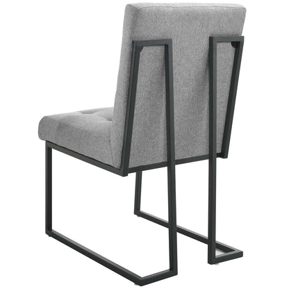 Privy Black Stainless Steel Upholstered Fabric Dining Chair Set of 2, Fabric, Metal Steel, Black Grey Gray, 19401