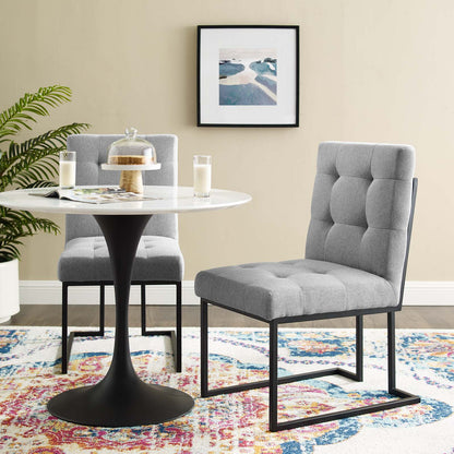 Privy Black Stainless Steel Upholstered Fabric Dining Chair Set of 2, Fabric, Metal Steel, Black Grey Gray, 19401