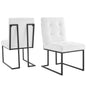Privy Black Stainless Steel Upholstered Fabric Dining Chair Set of 2, Fabric, Metal Steel, Black White, 19402