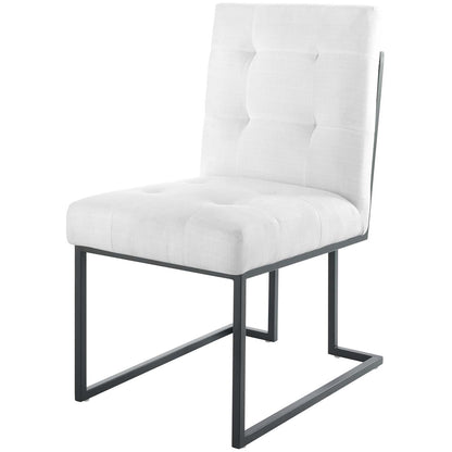 Privy Black Stainless Steel Upholstered Fabric Dining Chair Set of 2, Fabric, Metal Steel, Black White, 19402