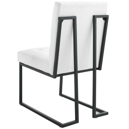 Privy Black Stainless Steel Upholstered Fabric Dining Chair Set of 2, Fabric, Metal Steel, Black White, 19402
