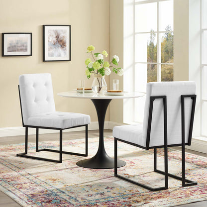 Privy Black Stainless Steel Upholstered Fabric Dining Chair Set of 2, Fabric, Metal Steel, Black White, 19402