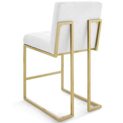 Privy Gold Stainless Steel Upholstered Fabric Counter Stool Set of 2, Fabric, Metal Steel, Gold White, 19406